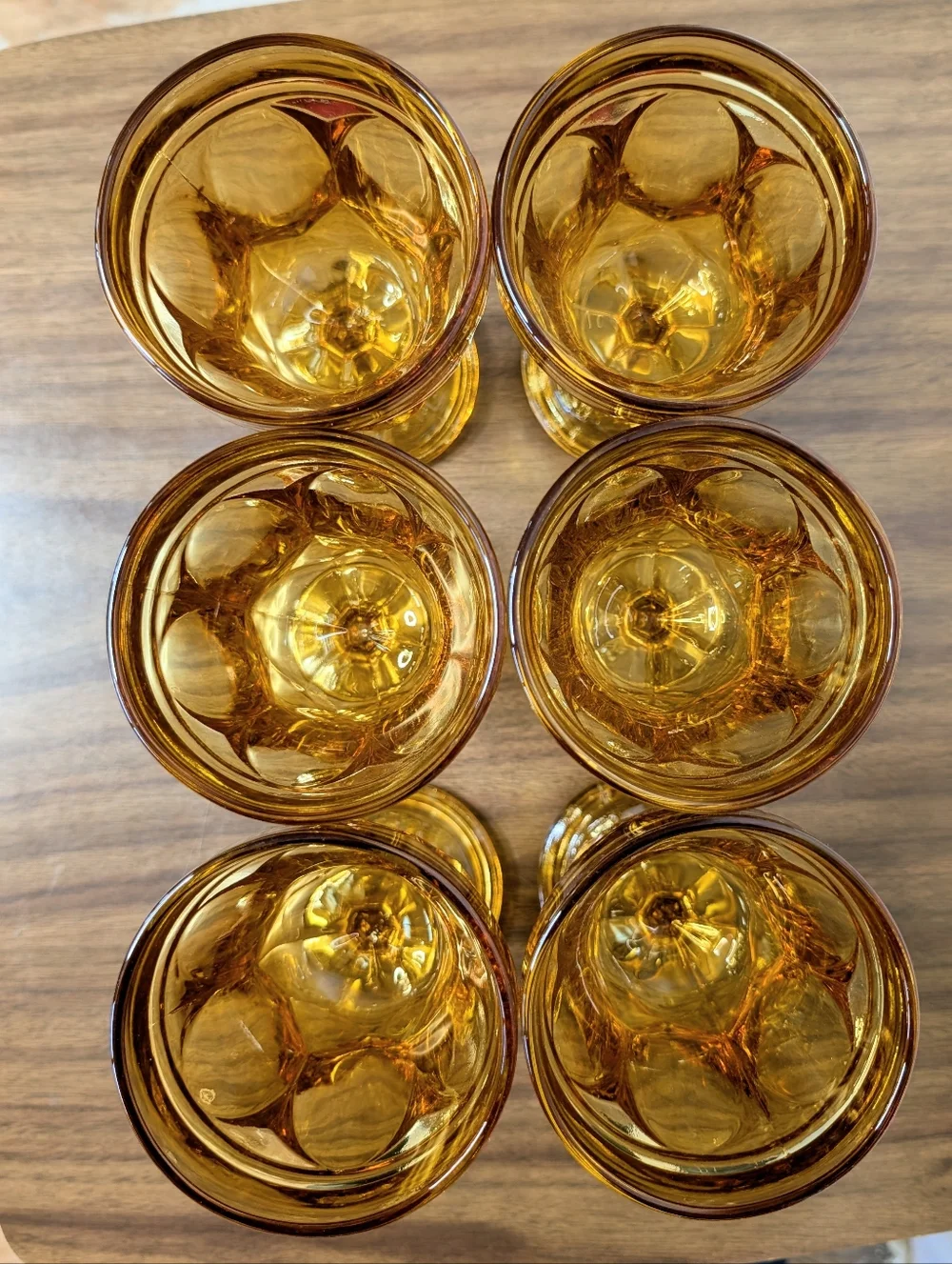 70s Honey Amber Fairfield Pattern By Anchor Hocking On The Rocks Goblet Set Of 6
